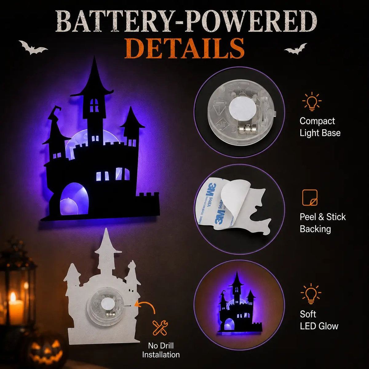 🕸️Spooky Glow At Night! Halloween LED Wall Stickers 8‑Pcs Set🎃
