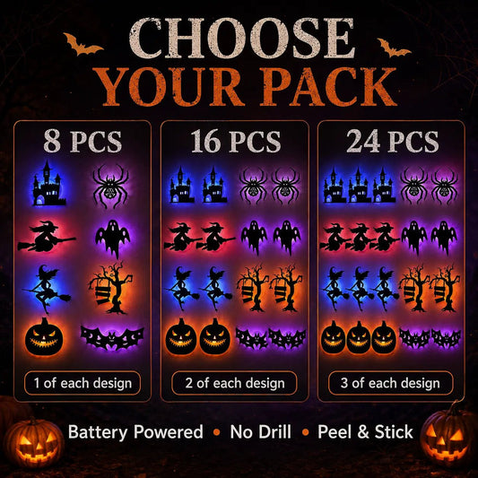 🕸️Spooky Glow At Night! Halloween LED Wall Stickers 8‑Pcs Set🎃