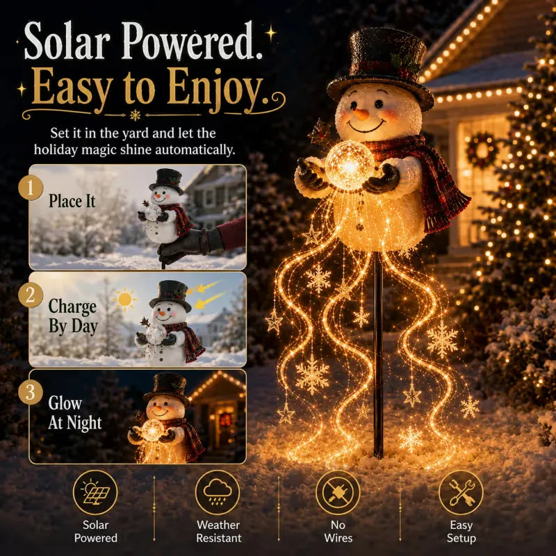 🎄Last day 49% OFF⛄Snowman Magic Fountain-Flowing Snowflake LED Christmas Garden Light❄️