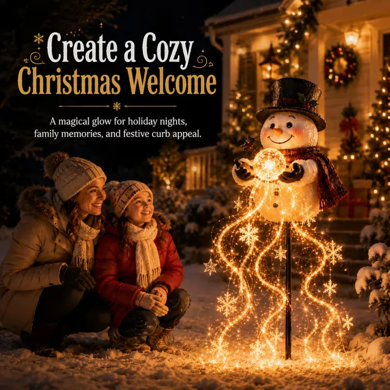 🎄Last day 49% OFF⛄Snowman Magic Fountain-Flowing Snowflake LED Christmas Garden Light❄️