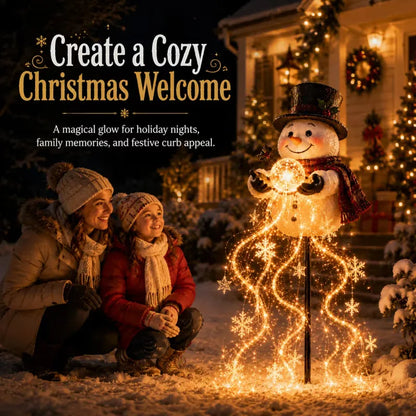 🎄Last day 49% OFF⛄Snowman Magic Fountain-Flowing Snowflake LED Christmas Garden Light❄️